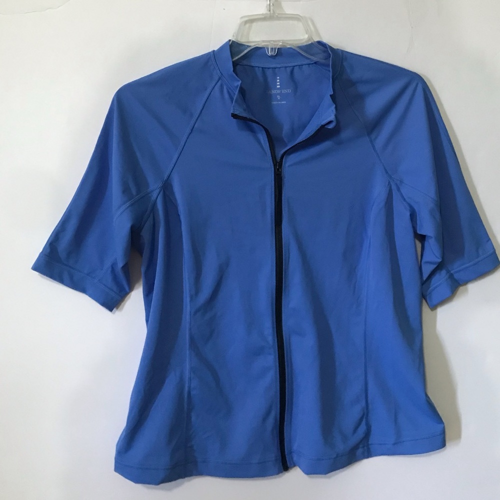 LANDS END Women Blue Swim CoverUp Zipper Jacket XL 18